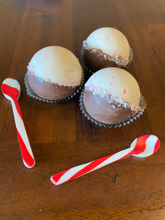 Candy Cane Cocoa Bombs